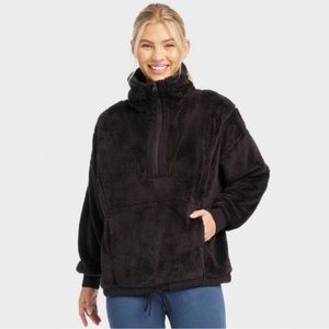 JoyLab black fleece half zip